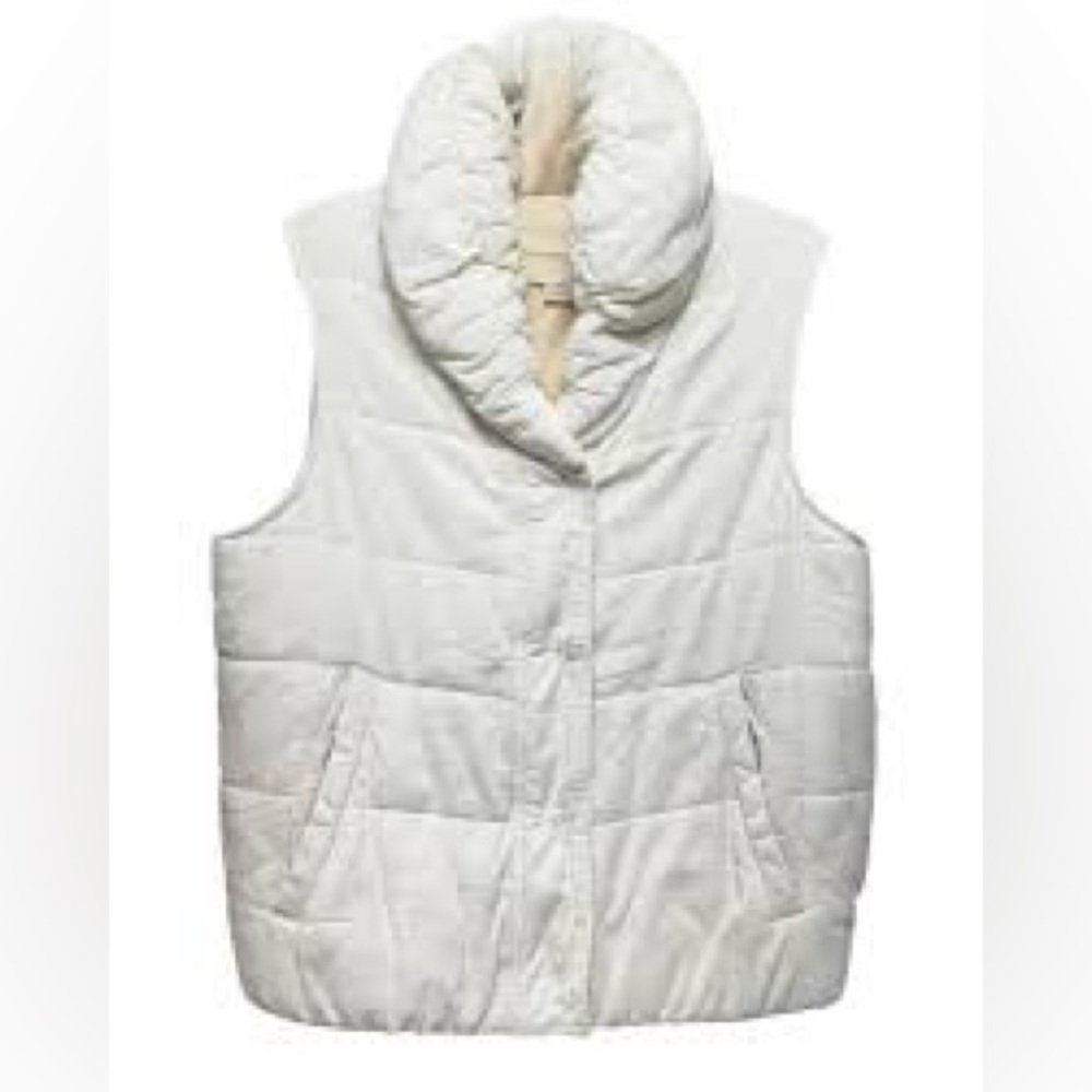 Anthropologie Pilcro & the Letterpress Quilted Funnel Puffer Vest Cream Medium